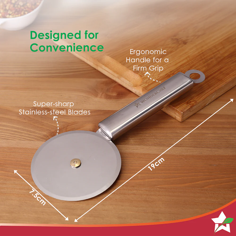 Ambrosia Pizza and Sandwich Cutter | Food-grade Stainless-steel Blades and Handle | Built-in Finger Guard | Multi-purpose Use for Roti, Paratha, Dough | Dishwasher Safe | 1-Year Warranty - Image 3