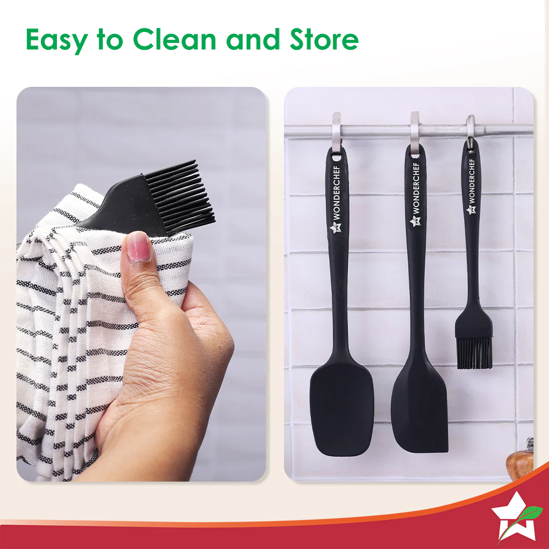 Ambrosia Silicone Kitchen Tools Set of 3 Pcs. | Spatula, Spoon, Brush | Food-Grade Silicone | Use for Flipping, Turning, Scrapping, Mixing, Stirring | Odour and Stain Free - Image 6