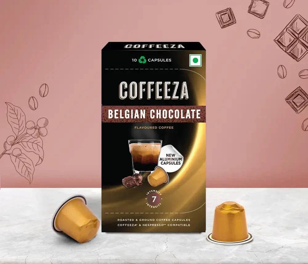 Coffeeza Belgian Chocolate 100% Arabica Flavoured Aluminium Coffee Capsules (Limited Edition)