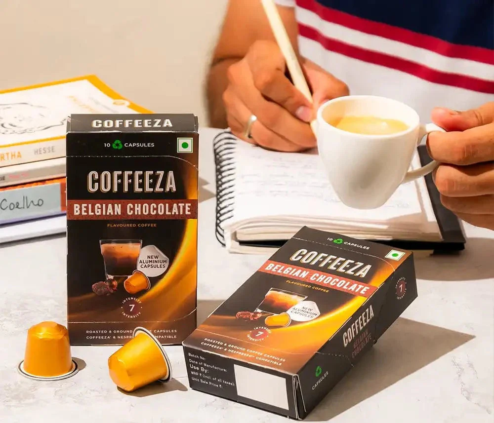 Coffeeza Belgian Chocolate 100% Arabica Flavoured Aluminium Coffee Capsules (Limited Edition) - Image 4