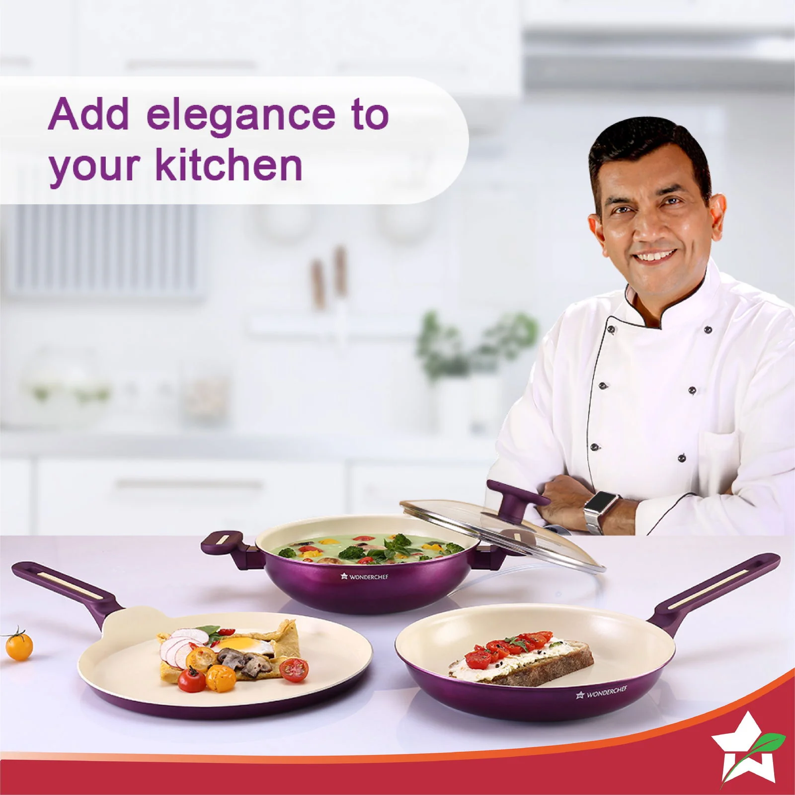Bellagio Cookware 4 Pc. Set | Kadhai & Lid, Fry Pan, Dosa Tawa | Healthy Ceramic Coating | Non-Toxic | PFAS and PFOA Free | 3mm Thickness | Soft-Touch Handles and Knob | Deep Purple | 2 Year Warranty - Image 2