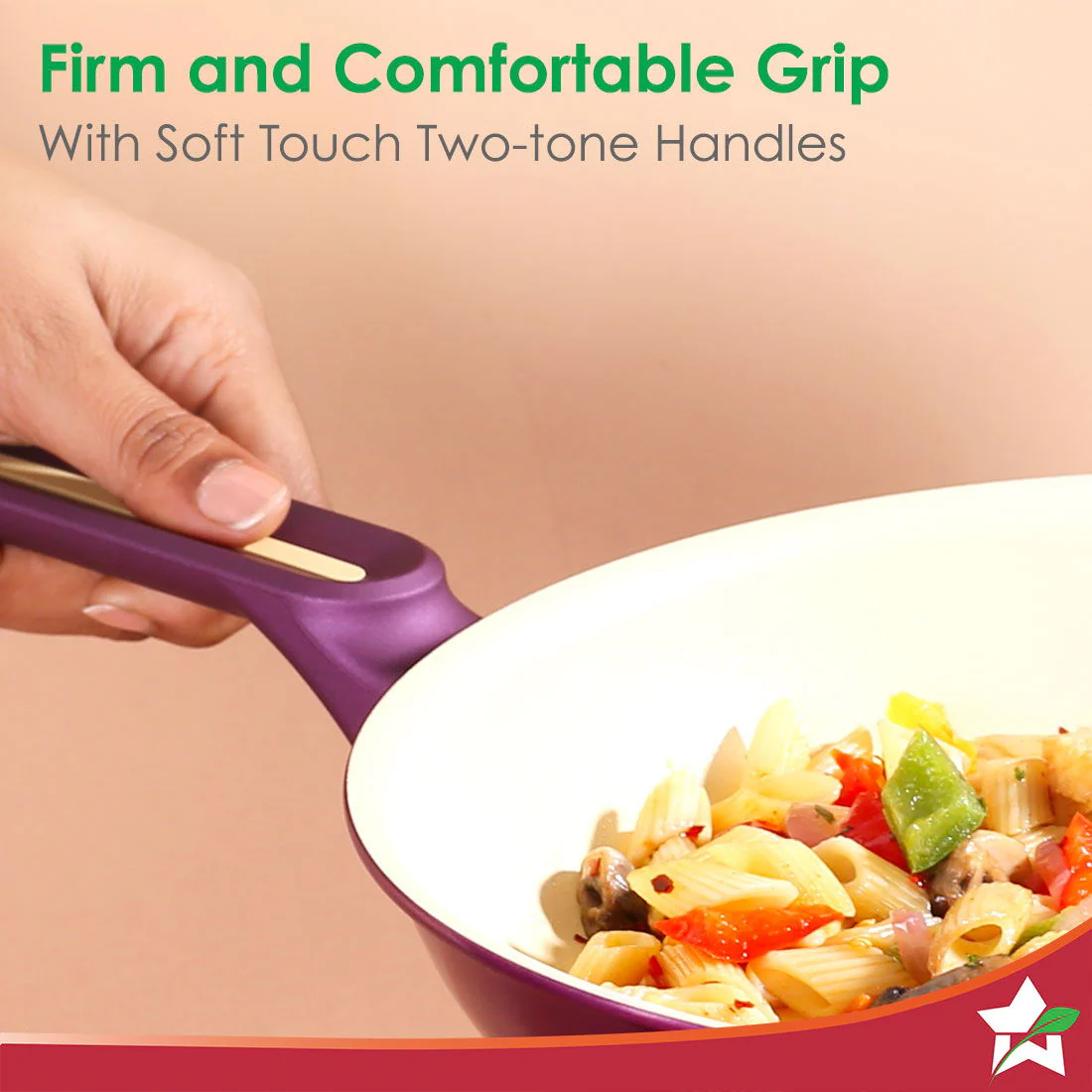 Bellagio Fry Pan | 24 cm | 1.7 L | Non-Stick Ceramic Coating | Non-Toxic | Pure Aluminium | PFAS and PFOA Free | 3mm Thickness | Two-Tone Soft-Touch Handle | Firm Grip | 2 Years Warranty - Image 4