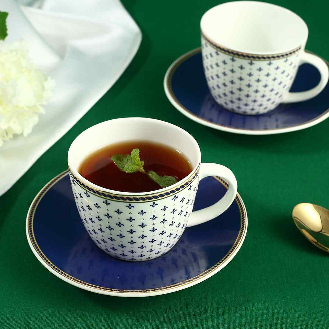 Chai & Snacks Combo | Chai Magic, Fully Automatic Tea & Cappuccino Maker, Sicilia Fine Bone China Cup & Saucer Set - Royal Blue - Set of 2 Pcs, Snacks Maker with 12 different Jalis - Image 3
