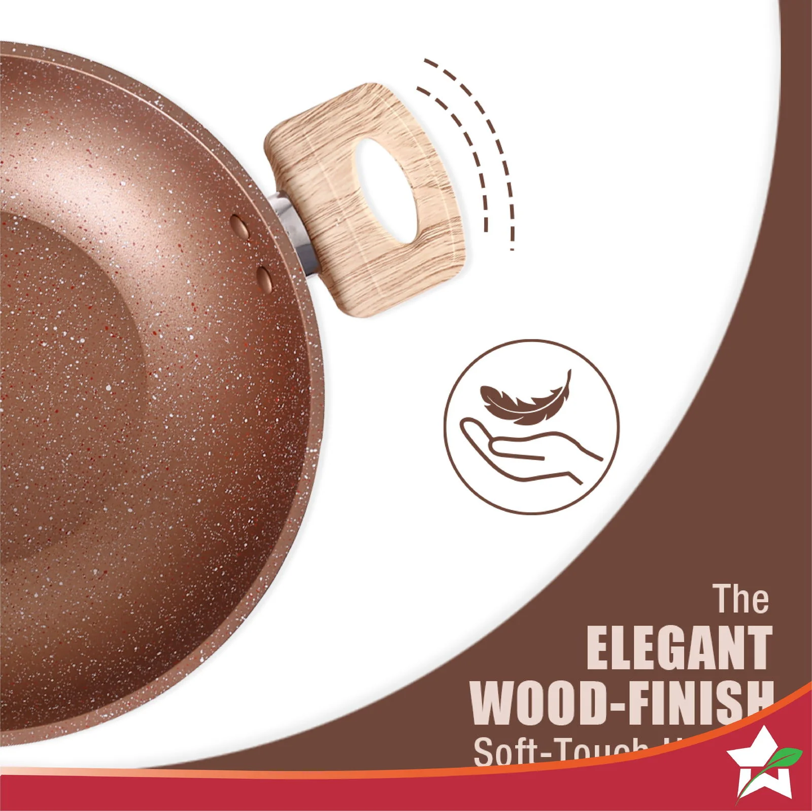 Duralife Die-cast 24 cm Kadhai with lid | 5 Layer Healthy Duramax Non-Stick Coating | Soft Touch Handles | Pure Grade Aluminium | PFOA Free | 2.5 litres | 2 Year Warranty | Copper - Image 5