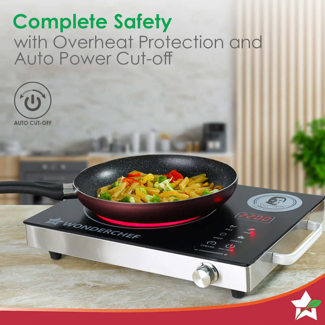 Easy Cook Infrared Cooktop | 2200 Watt Induction Cooktop | LED Digital Panel | Smart Touch Buttons | 2 Year Warranty - Image 8
