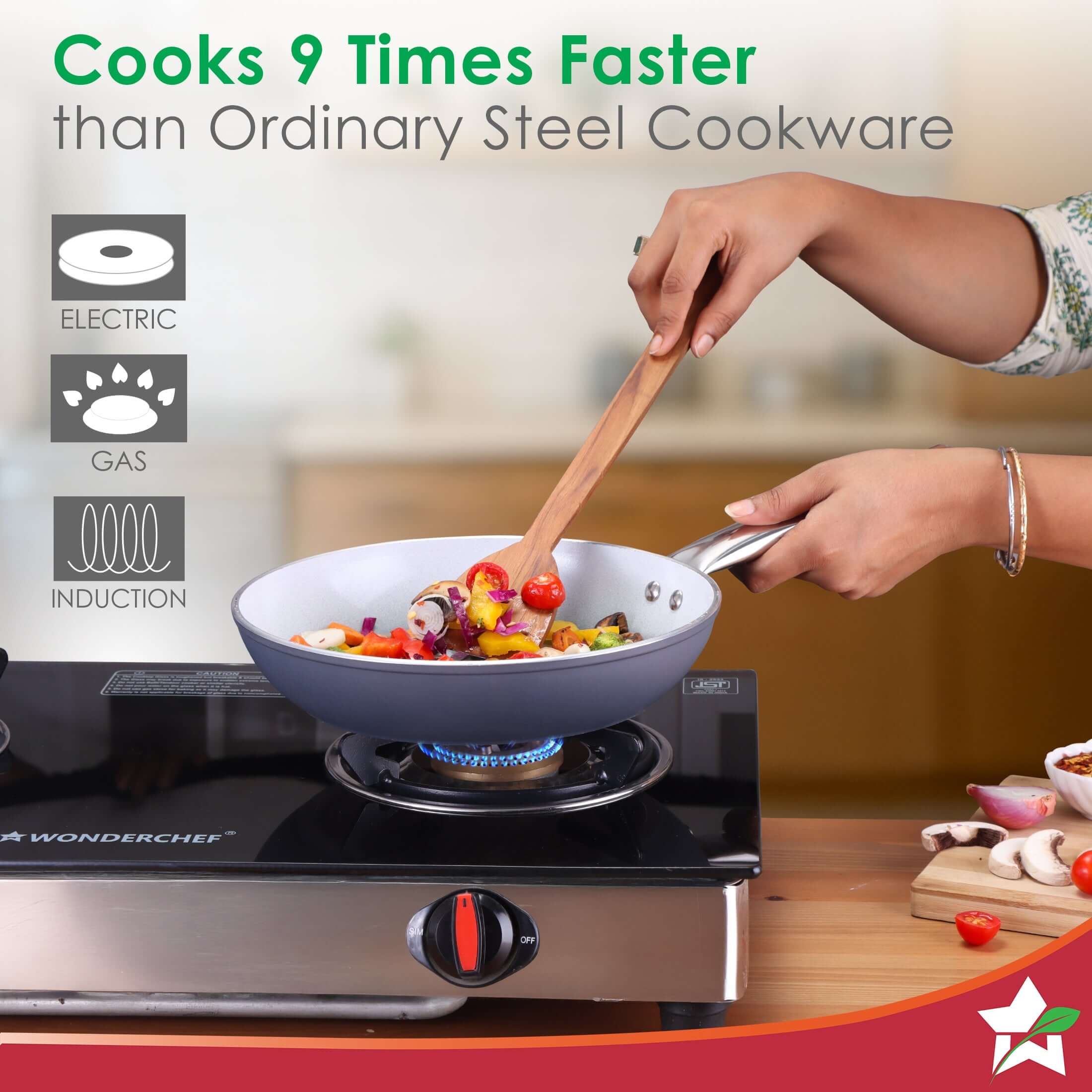Eco-Glide Ceramic Fry Pan 24cm, 1.8 Litre Non-Toxic, Chemical & PFOA Free, Low Oil Cooking, Scratch-resistant, Stainless-steel Handle, Gas & Induction Compatible, 2-Year Warranty, Grey - Image 4