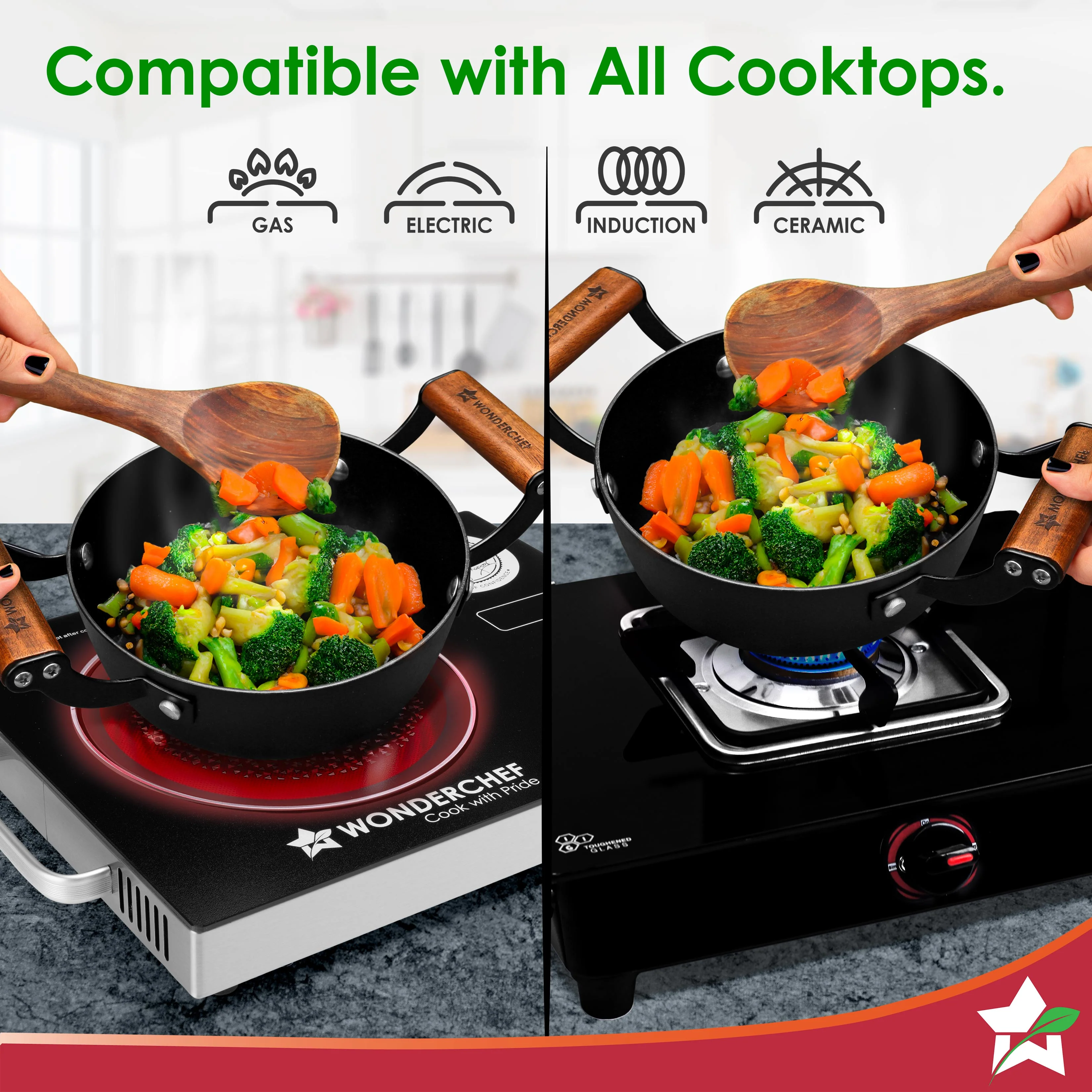 Ferro Light-weight Cast-iron Deep Kadhai, 20cm, 40% Lighter, Pre-seasoned with 100% Vegetable Oil, Non-toxic, Chemical-free, Induction-friendly, Long Cool-touch Wood Handles, 10-Yr Warranty - Image 7