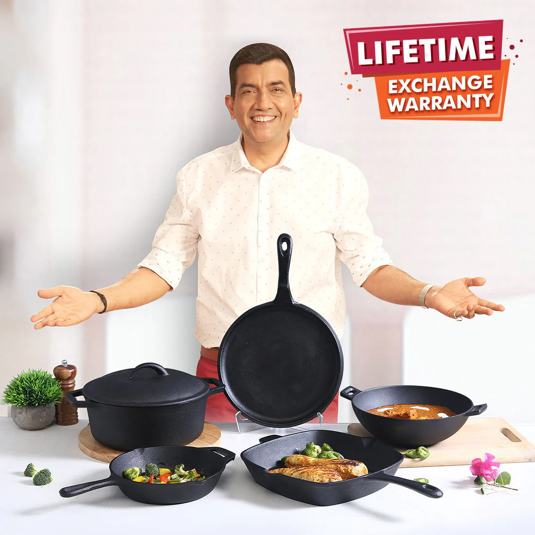 Forza Cast-iron 26 cm Grill Pan, Pre-Seasoned Cookware, Induction Friendly, 3.8 mm - Image 4