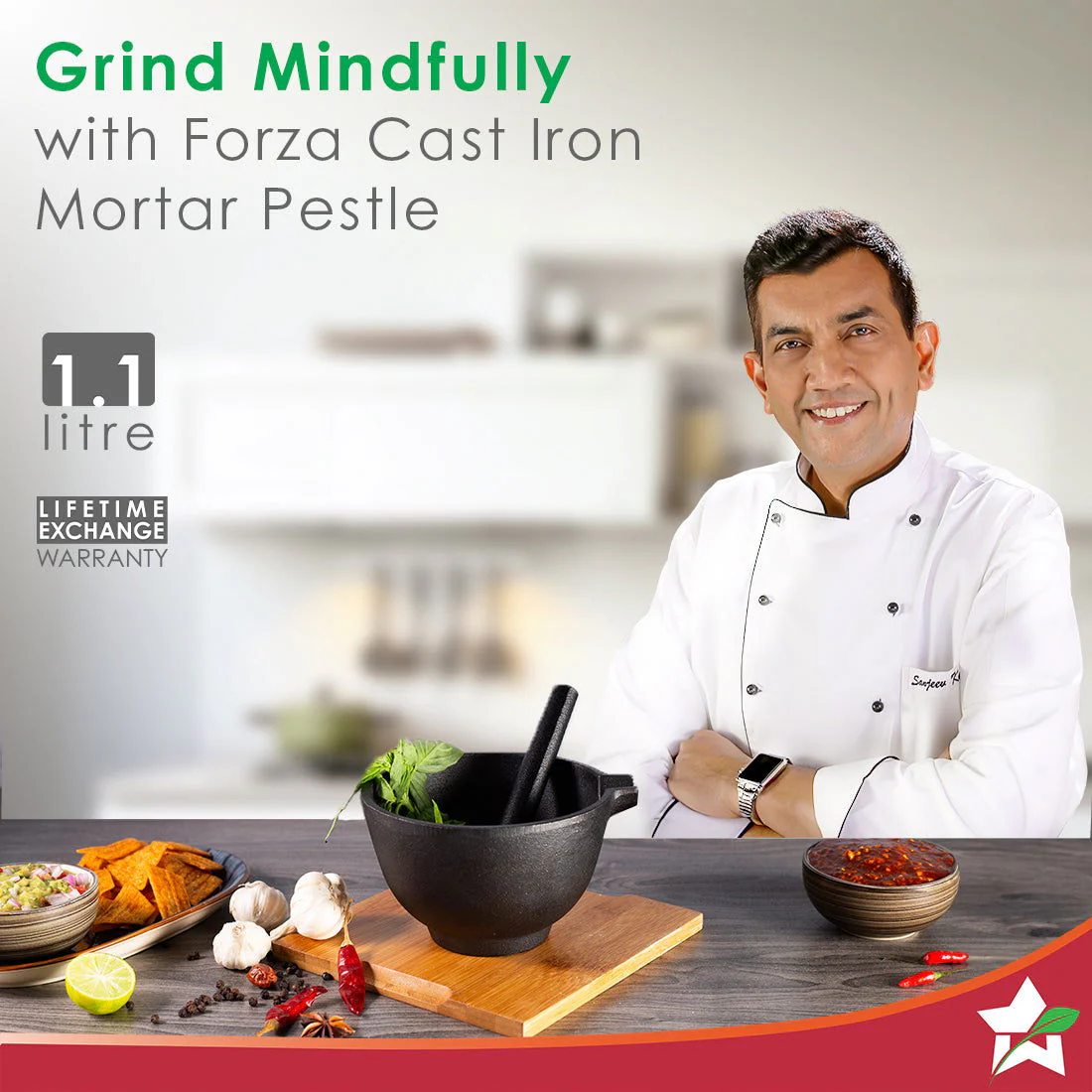Forza pre-seasoned cast-iron mortar & pestle - Image 2