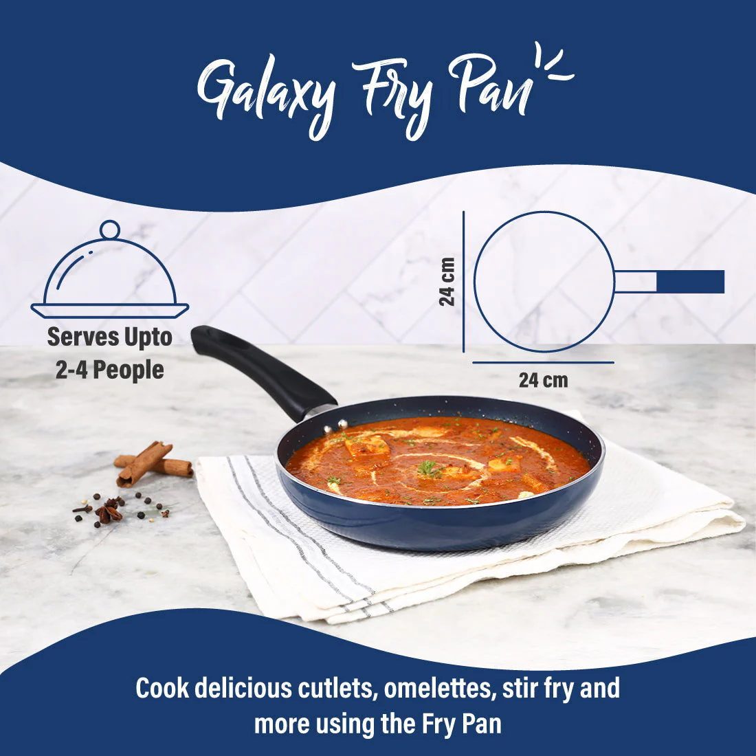 Wonderchef Renewed Galaxy Fry Pan | 24cm | Cool Touch Bakelite Handles | Pure Grade Aluminum | PFOA Free - Image 4