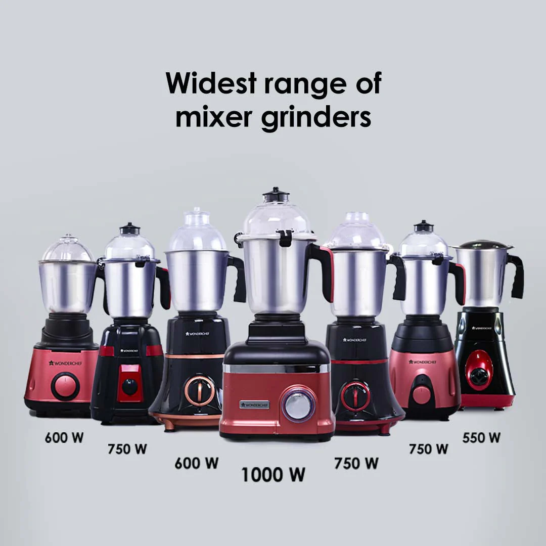 Wonderchef Renewed Glory Mixer Grinder | 750W | 4 Stainless Steel Jars and Anti-rust Stainless Steel Blades | Ergonomic Handles - Image 11