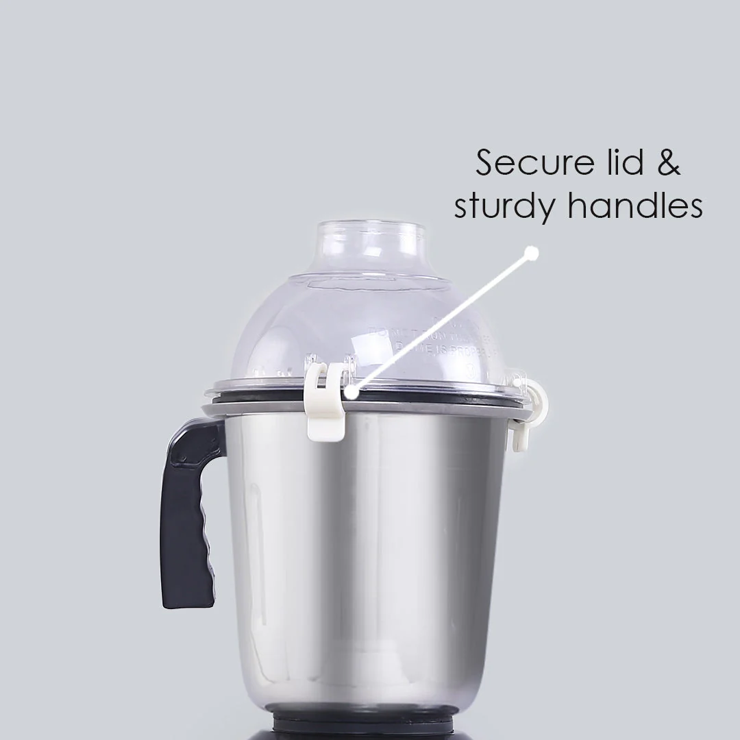 Wonderchef Renewed Glory Mixer Grinder | 750W | 4 Stainless Steel Jars and Anti-rust Stainless Steel Blades | Ergonomic Handles - Image 5