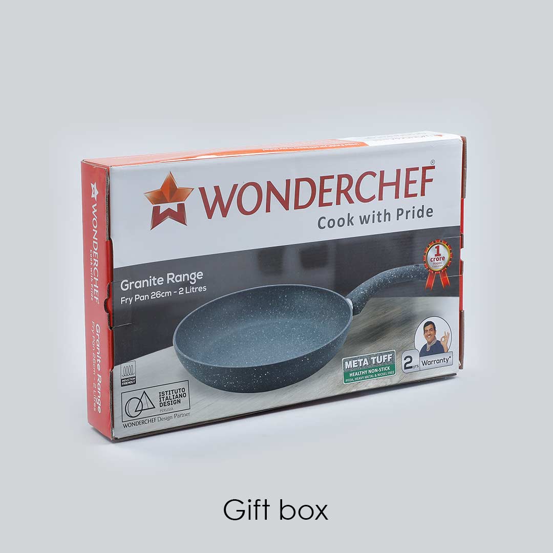 Wonderchef Renewed Granite 26cm Non-Stick Fry Pan | 2L | 5 Layer PFOA Free Non-Stick Coating | Compatible with Hot Plate, Hobs, Gas Stove, Ceramic Plate and Induction Cooktop - Image 9