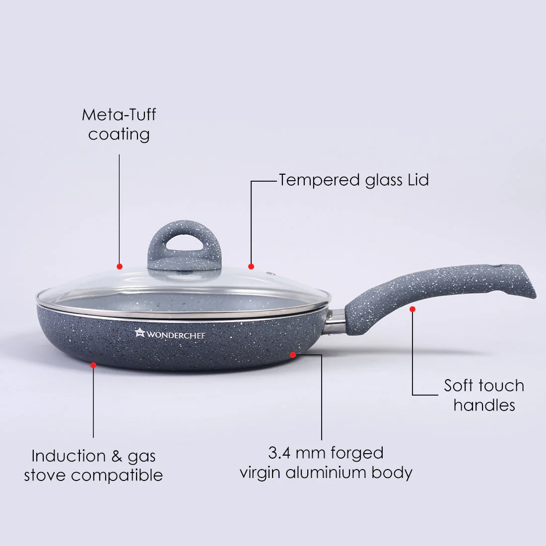 Granite 3 Pc Cookware Set with Lid, Non Stick, 2 Years Warranty - Image 10
