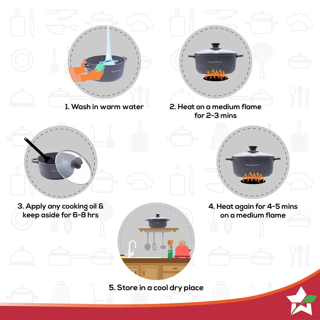 Wonderchef Renewed Granite Die-Cast Non-stick Casserole 24cm (without Lid) | Induction Bottom | Soft-touch Handles | Virgin Grade Aluminium | 3.5mm Thick | PFOA/Heavy Metals Free - Image 6