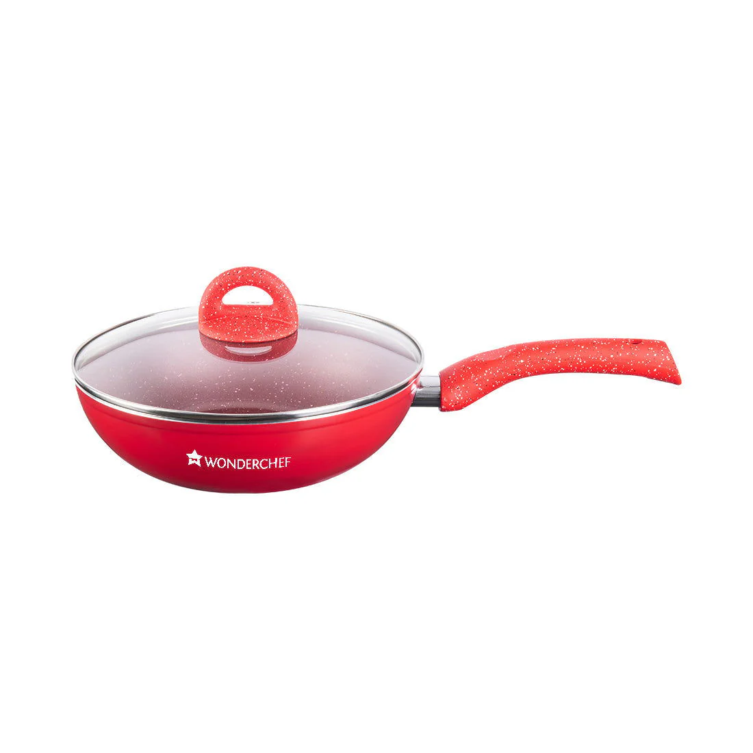 Granite Non-stick Cookware Set, 4Pc (Frying Pan With Lid, Wok, Dosa Tawa), Induction Bottom, Pure Grade Aluminium, PFOA, 3.5mm, 2 Years Warranty, Red - Image 5