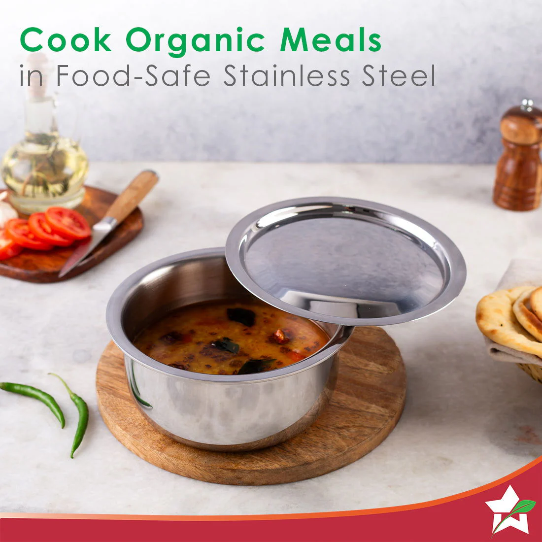Nigella Tri-ply Stainless Steel 16 cm Cooking Pot | 2.6mm Thickness | Silver - Image 5