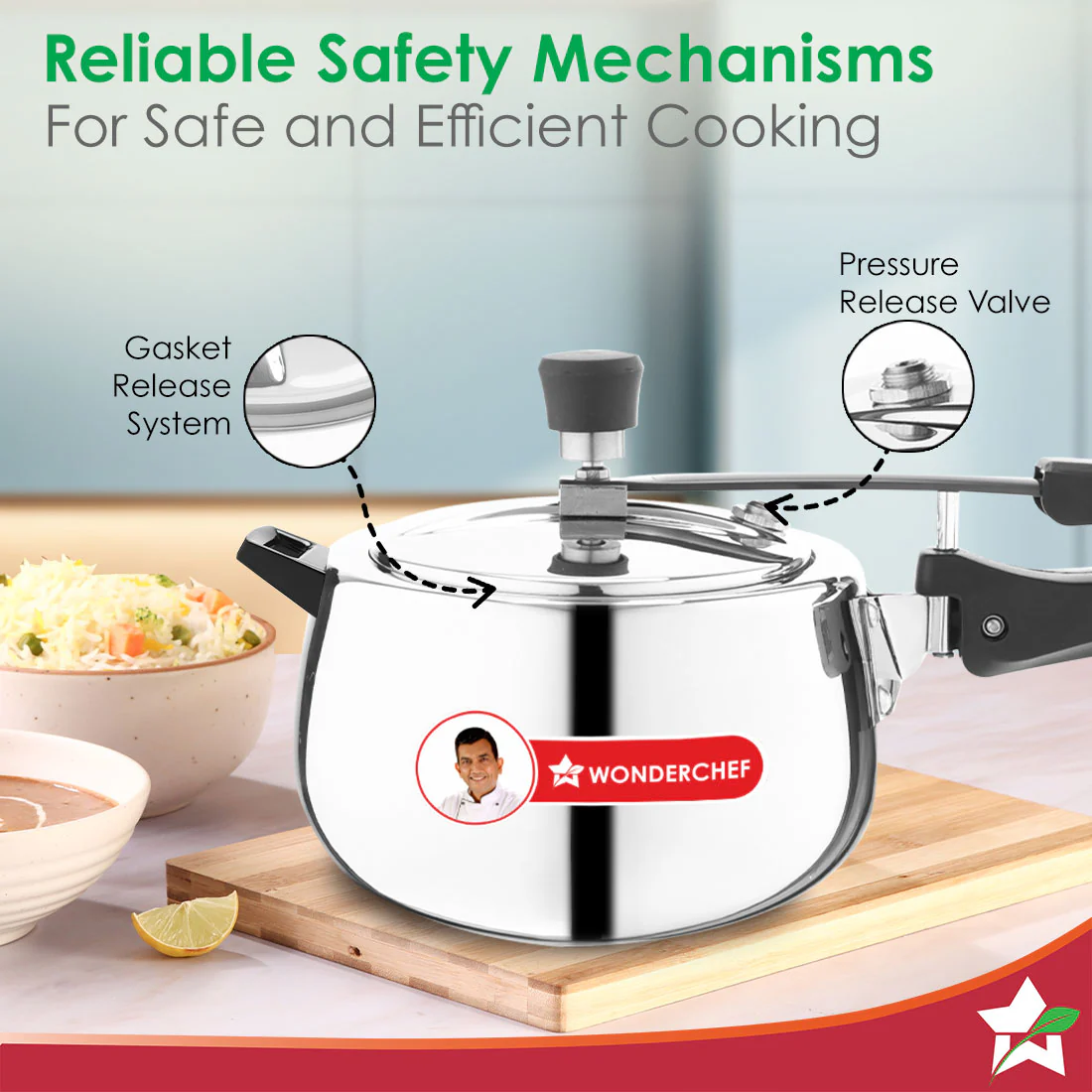 Nigella Triply Stainless Steel Inner Lid Pressure Cooker | 5 Litres | Compatible with Gas Stove, Induction, Ceramic Cooktop | ISI Certified | Uniform Heating | Contour Collection | 5-Year Warranty - Image 3