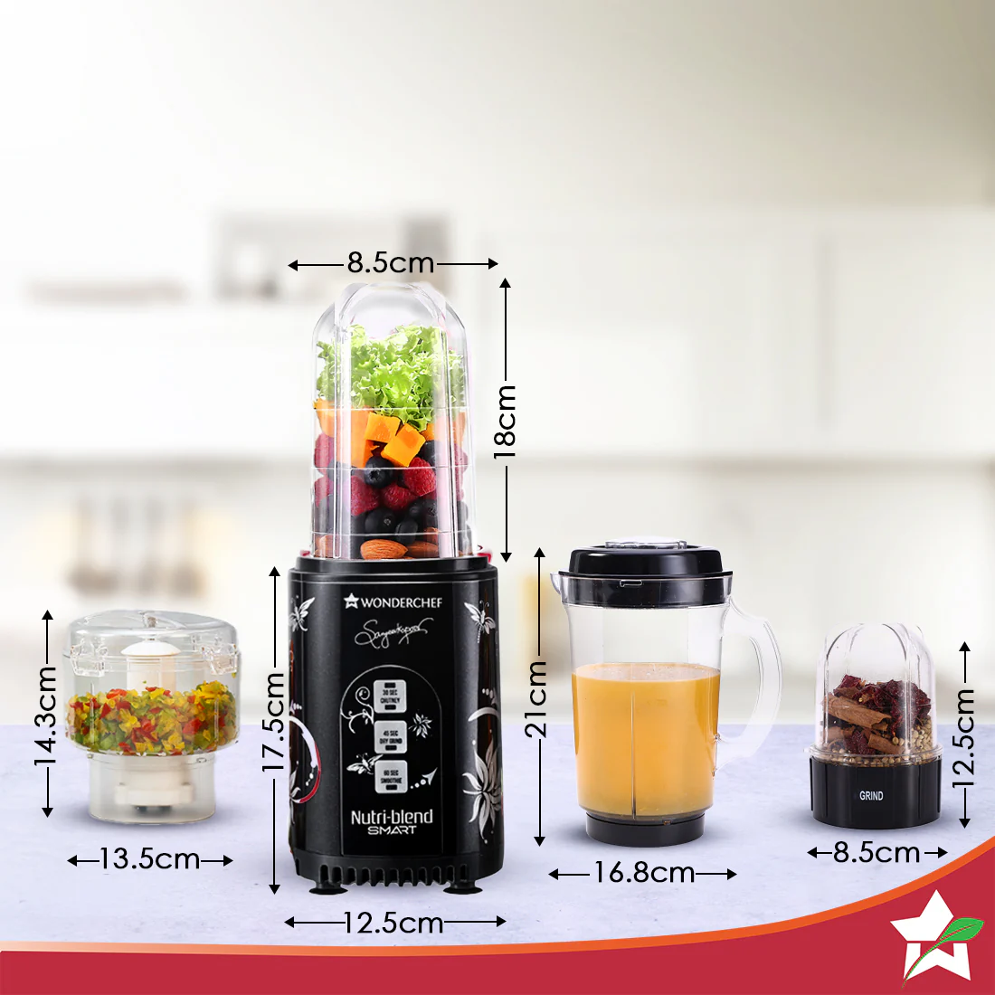 Nutri Blend Smart CKM Automatic Mixer Grinder with Dual Pulse Function|22000 RPM|100% Full Copper Motor|2 Unbreakable Jars|500 W|2 Years Warranty|Recipe book by Chef Sanjeev Kapoor| Black - Image 3