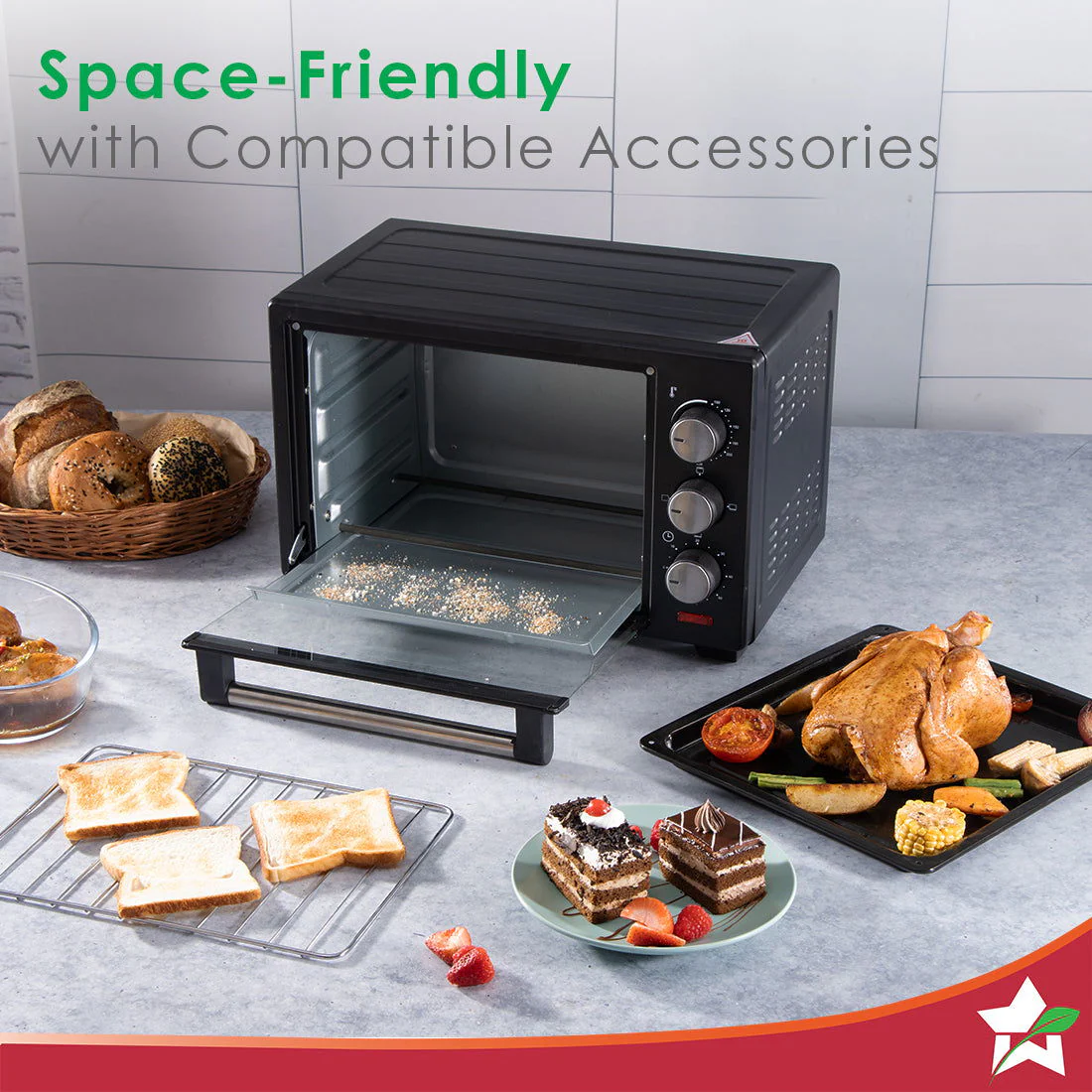 Wonderchef Renewed Oven Toaster Griller (OTG) - 19L | Black with Rotisserie | Auto-shut off | Heat-resistant Tempered Glass | Multi-stage Heat Selection - Image 6
