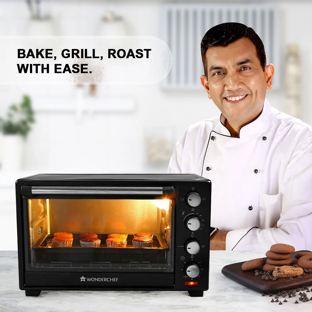Wonderchef Renewed Oven Toaster Griller (OTG) - 28L | Black with Rotisserie | Auto-shut off | Heat-resistant Tempered Glass | Multi-stage Heat Selection - Image 3