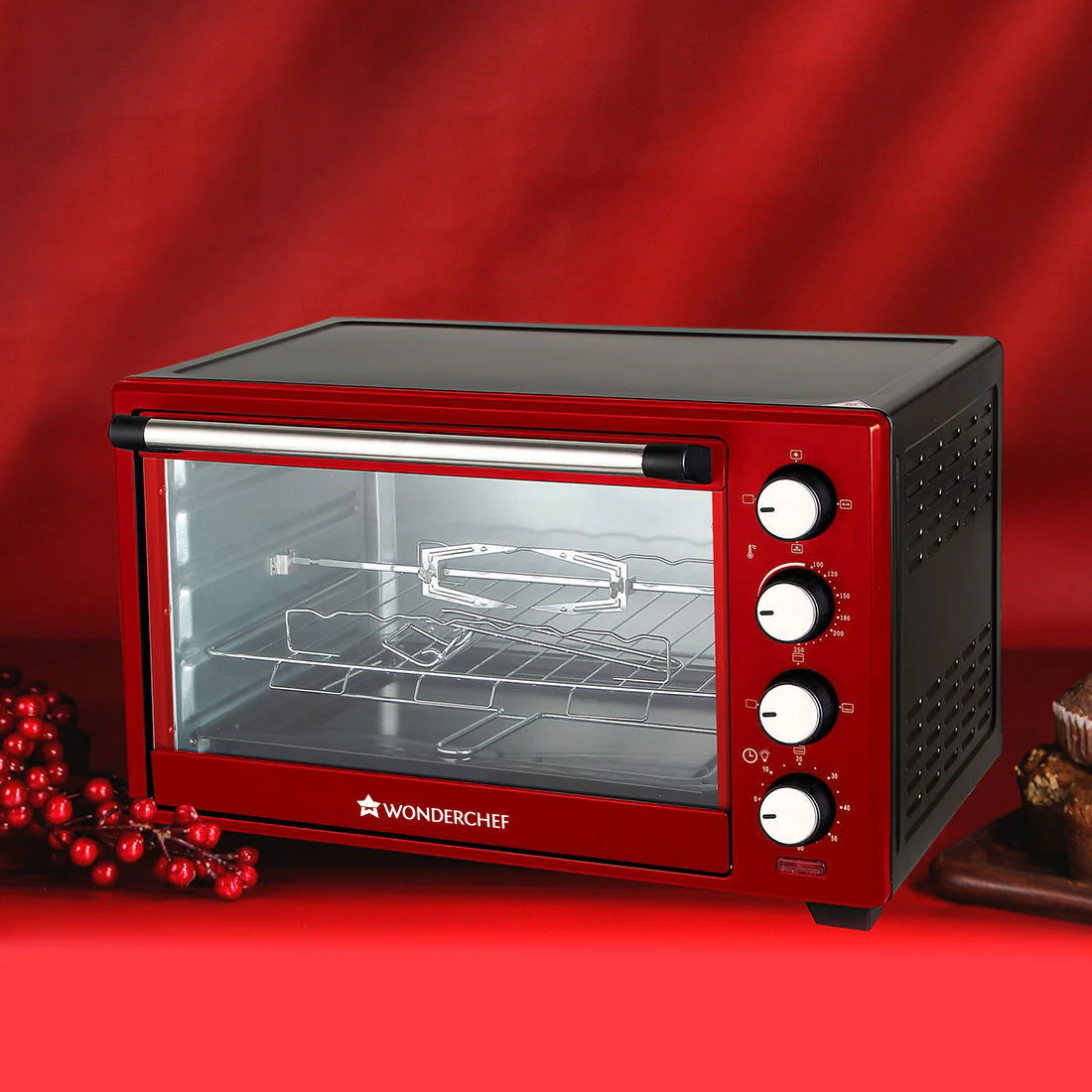 Wonderchef Renewed Oven Toaster Griller (OTG) Crimson Edge - 28L | Auto-shut Off | Heat-resistant Tempered Glass | Multi-stage Heat Selection | 1600W | Red - Image 17