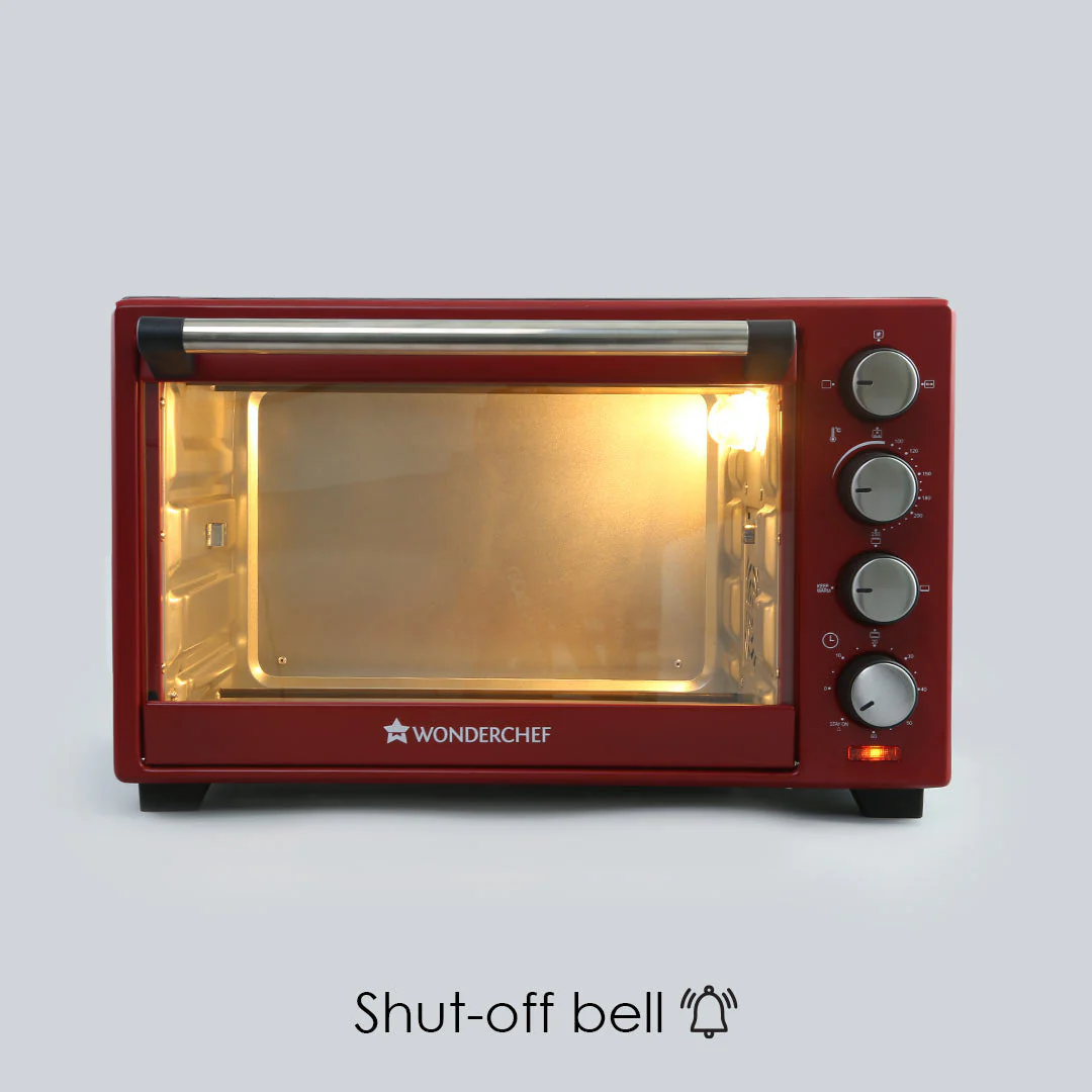Wonderchef Renewed Oven Toaster Griller (OTG) Crimson Edge - 28L | Auto-shut Off | Heat-resistant Tempered Glass | Multi-stage Heat Selection | 1600W | Red - Image 8