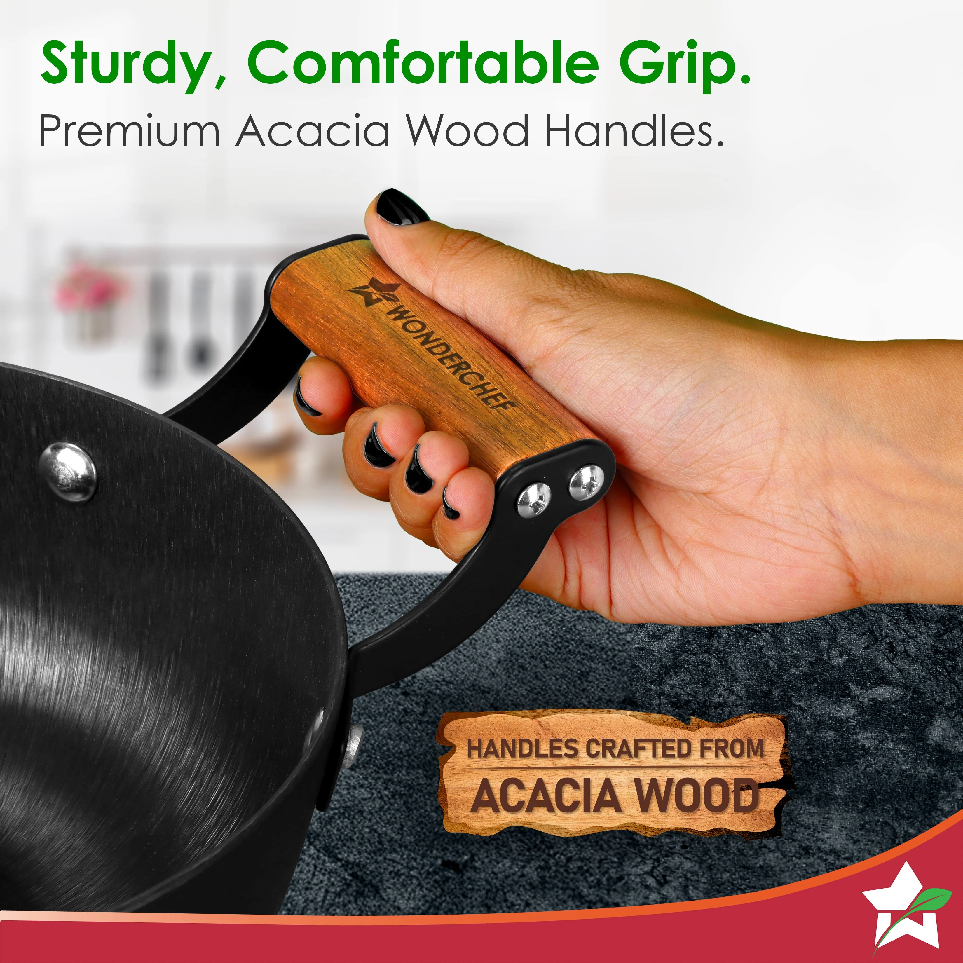 Pre-Seasoned Ferro Light 24cm Kadhai | 2.3L | Acacia Wooden Handles | Gravity Moulding Technology | No Chemical Coating |10 Year Warranty - Image 6