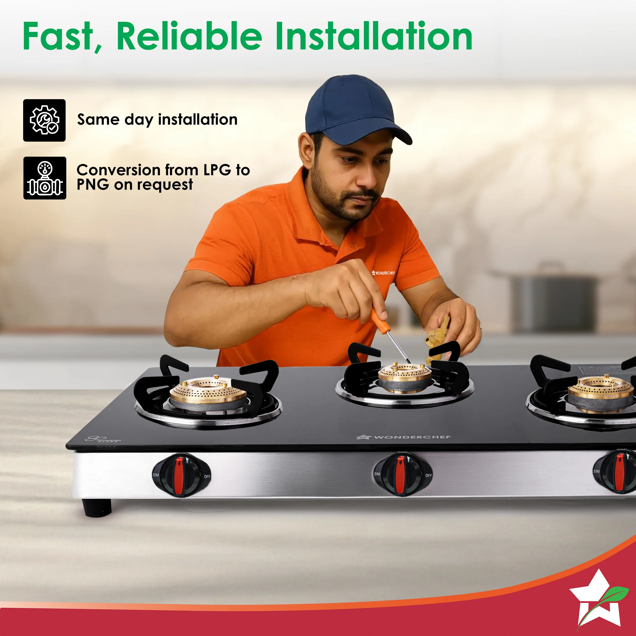 Regal 3 Brass Burner Gas Stove, LPG Gas Stove for Kitchen, ISI Toughened Glass Surface, SS Frame, Spill-proof Design, Ergonomic Knobs, 2-Yr Warranty - Image 7