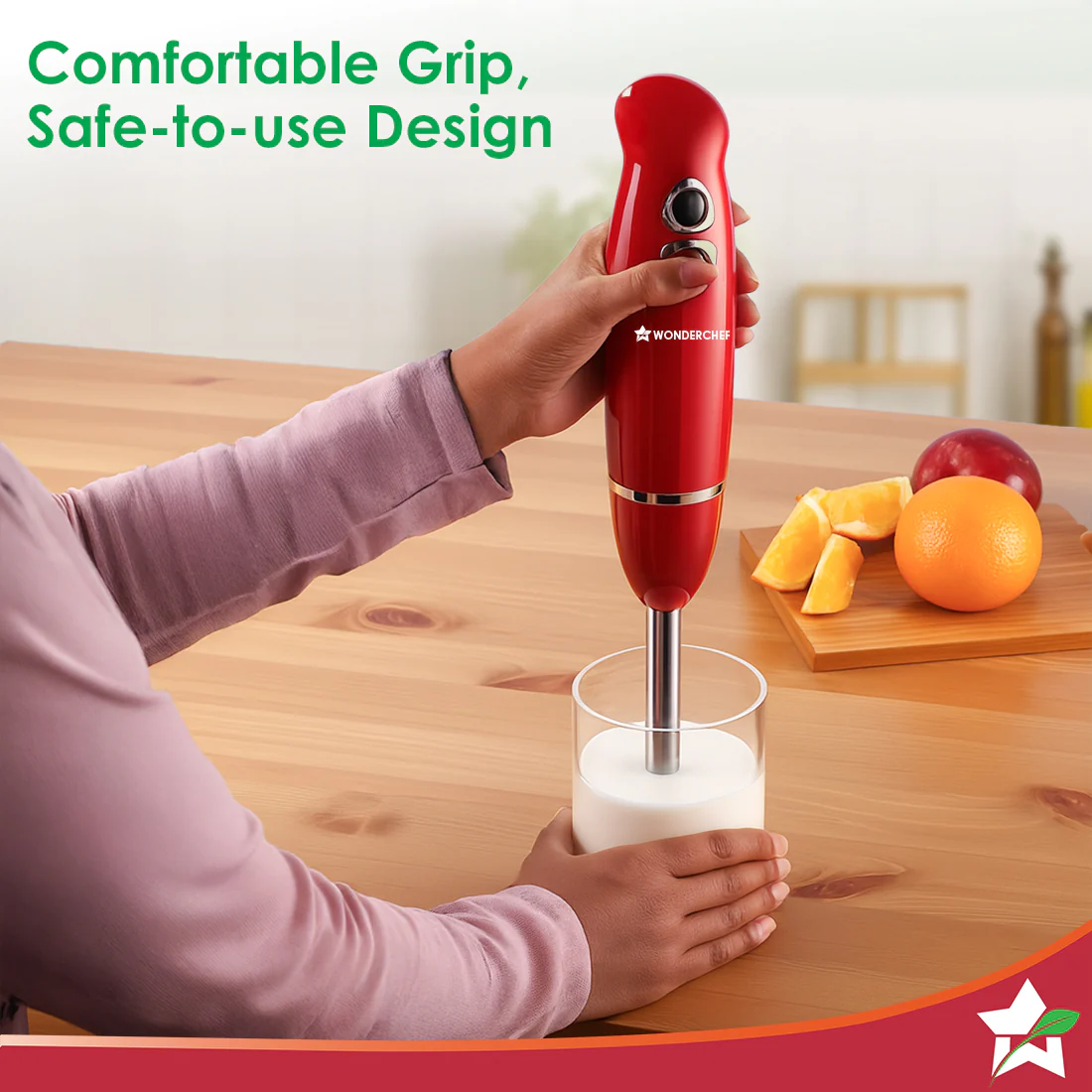 Regalia Hand Blender Mixer | 350W | Sharp Stainless-steel Blades | Dual Speed Settings | For Hot & Cold Blending | Detachable Blending Arm | For Smoothies, Soups, Purees | 2-Year Warranty | Red - Image 7