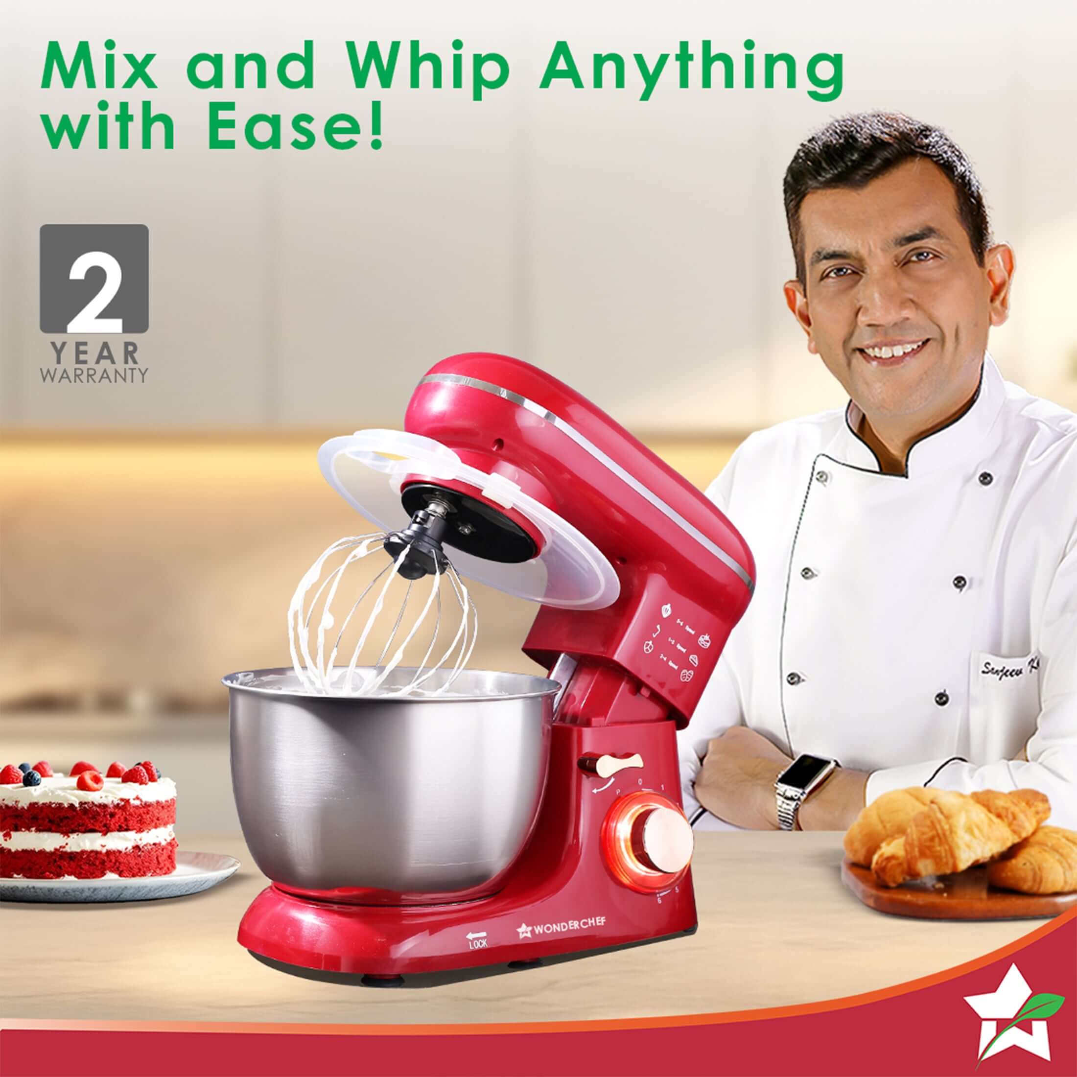 Regalia Stand Mixer | 4.5L Stainless-steel Bowl | Whisk, Whip, Beat, Mix | For Cake & Pizza Doughs, Creams, Salad Dressings, Egg Whites/Yolks | 6-speed Setting | 3 Attachments | 2-year Warranty  - Image 2