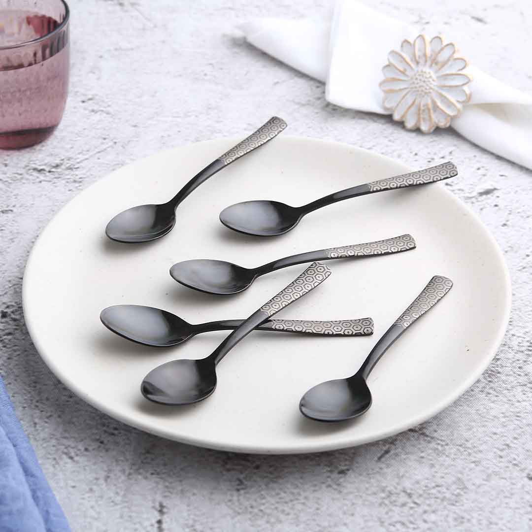 Roma Dinner Spoon - Black - Set of 6pcs - Image 2