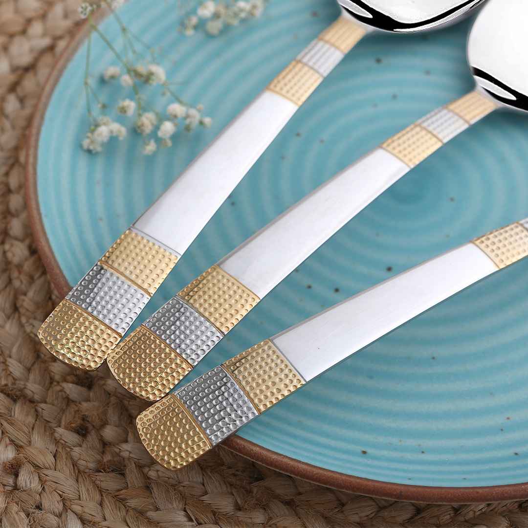 Roma Serving Spoon Set - Gold Plated - Set of 3pcs - Image 4