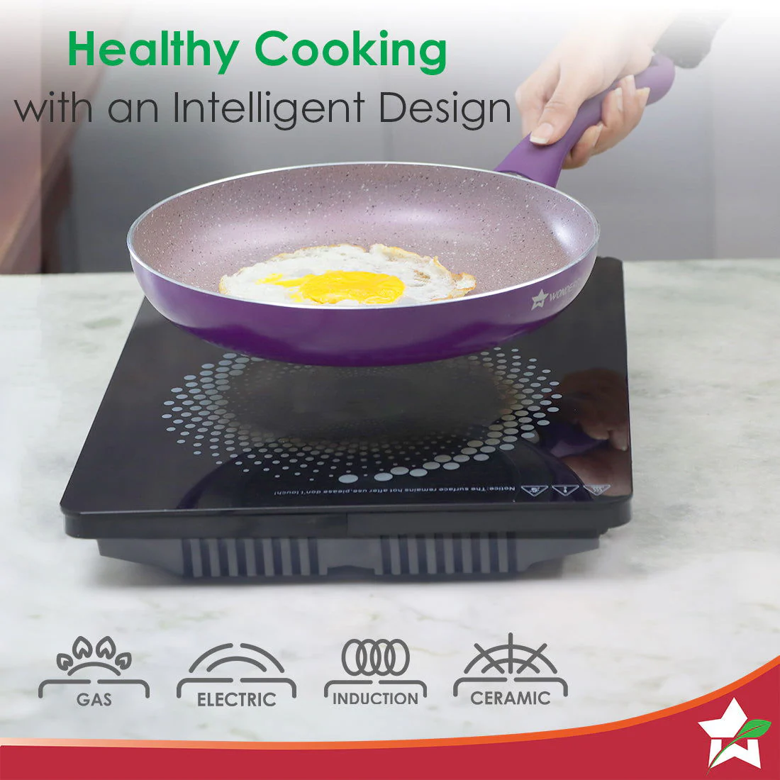 Wonderchef Renewed Royal Velvet 24cm Non-Stick Fry Pan | 24cm | Induction Bottom | Soft-Touch Handle | Virgin Grade Aluminium | PFOA and Heavy Metals Free - Image 4