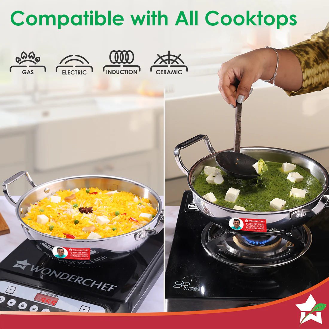 Stella Triply Stainless Steel Kadhai with Lid | 24 cm, 3 Litres | Compatible with Gas Stove, Induction, Ceramic Cooktop | Non-toxic | Uniform Heating | Heavy-duty Handle | 10-year Warranty - Image 4