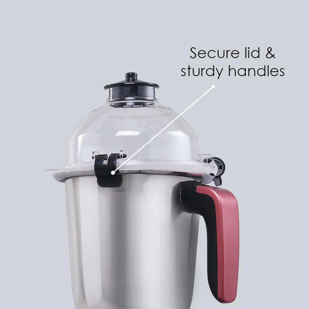 Sumo Mixer Grinder 1000W With 3 Stainless Steel & 1 Fruit Filter Jar 5 Years Warranty On Motor, Rust And Black, Long life motor - Image 3