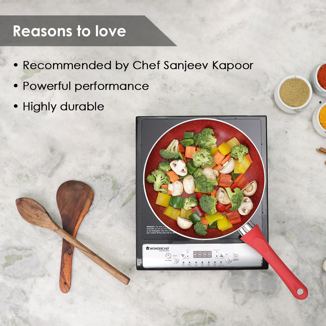 Torino Induction Cooktop with 11 Pre-set Cooking Menus|2000 Watt Induction Cooktop| Eco-friendly IGBT Technology|Crystal Glass Top Surface| LCD Digital Panel | Smart Touch Buttons|Compact & Portable Induction Cooktop| 2 Year Warranty - Image 6
