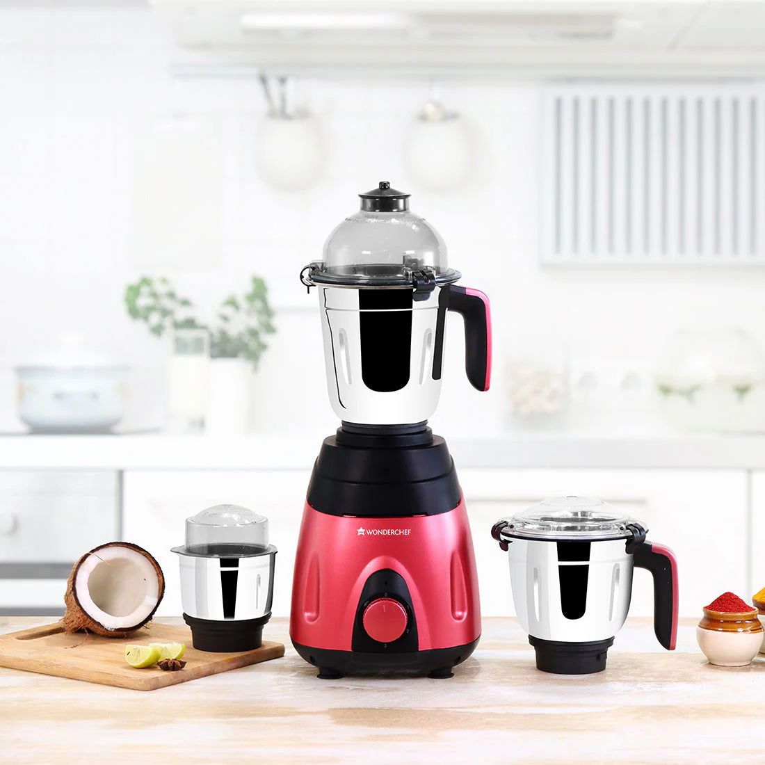 Wonderchef Renewed Vietri Mixer Grinder | 750W | 3 Stainless Steel Jars | Anti-Rust Stainless Steel Blades | Ergonomic Handles - Image 10