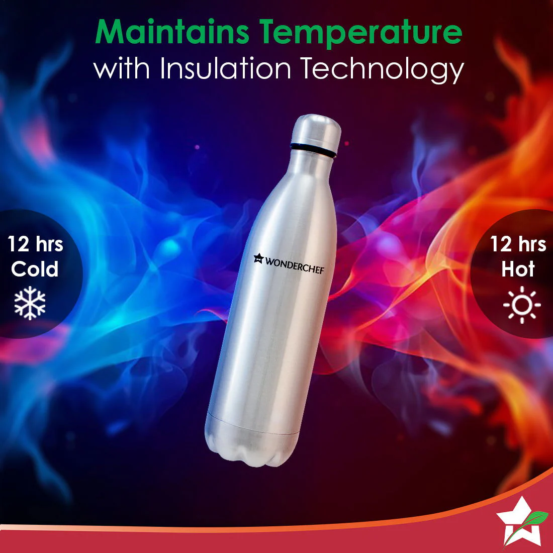 Aqua-Bot, 1000ml, Double Wall Stainless Steel Vacuum Insulated Hot and Cold Flask, Spill & Leak Proof, Silver, 2 Years Warranty - Image 3
