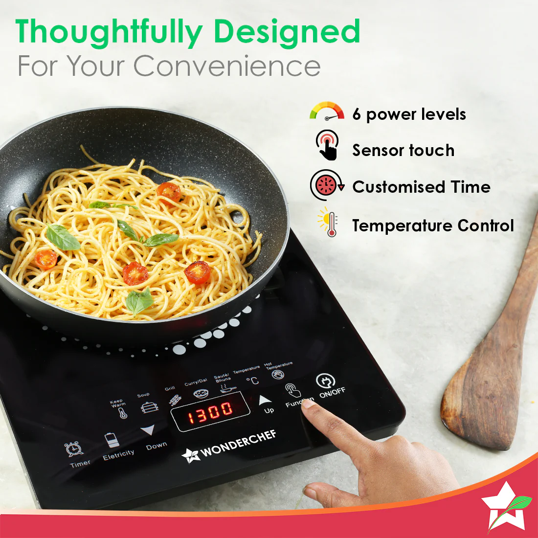 Easy Cook Hot Plate Infrared Cooktop | 2200 Watt | Feather Touch Control & 6 Power Settings | Pre-set Menus for Soups, Curries, Dals | Crystal Glass Top Surface | LED Digital Panel | Smart Touch Buttons | 1 Year Warranty - Image 3