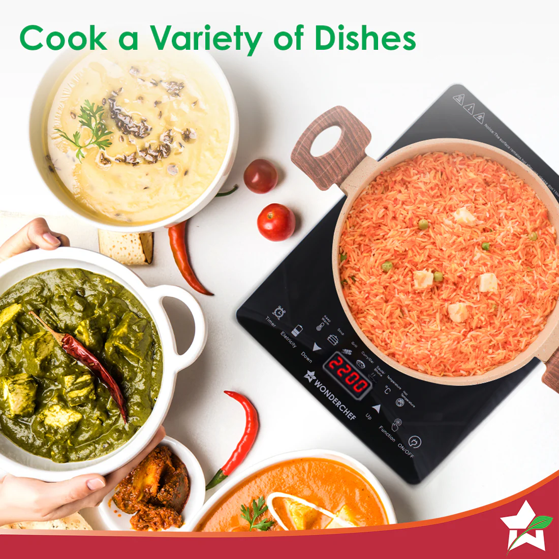 Easy Cook Hot Plate Infrared Cooktop | 2200 Watt | Feather Touch Control & 6 Power Settings | Pre-set Menus for Soups, Curries, Dals | Crystal Glass Top Surface | LED Digital Panel | Smart Touch Buttons | 1 Year Warranty - Image 6