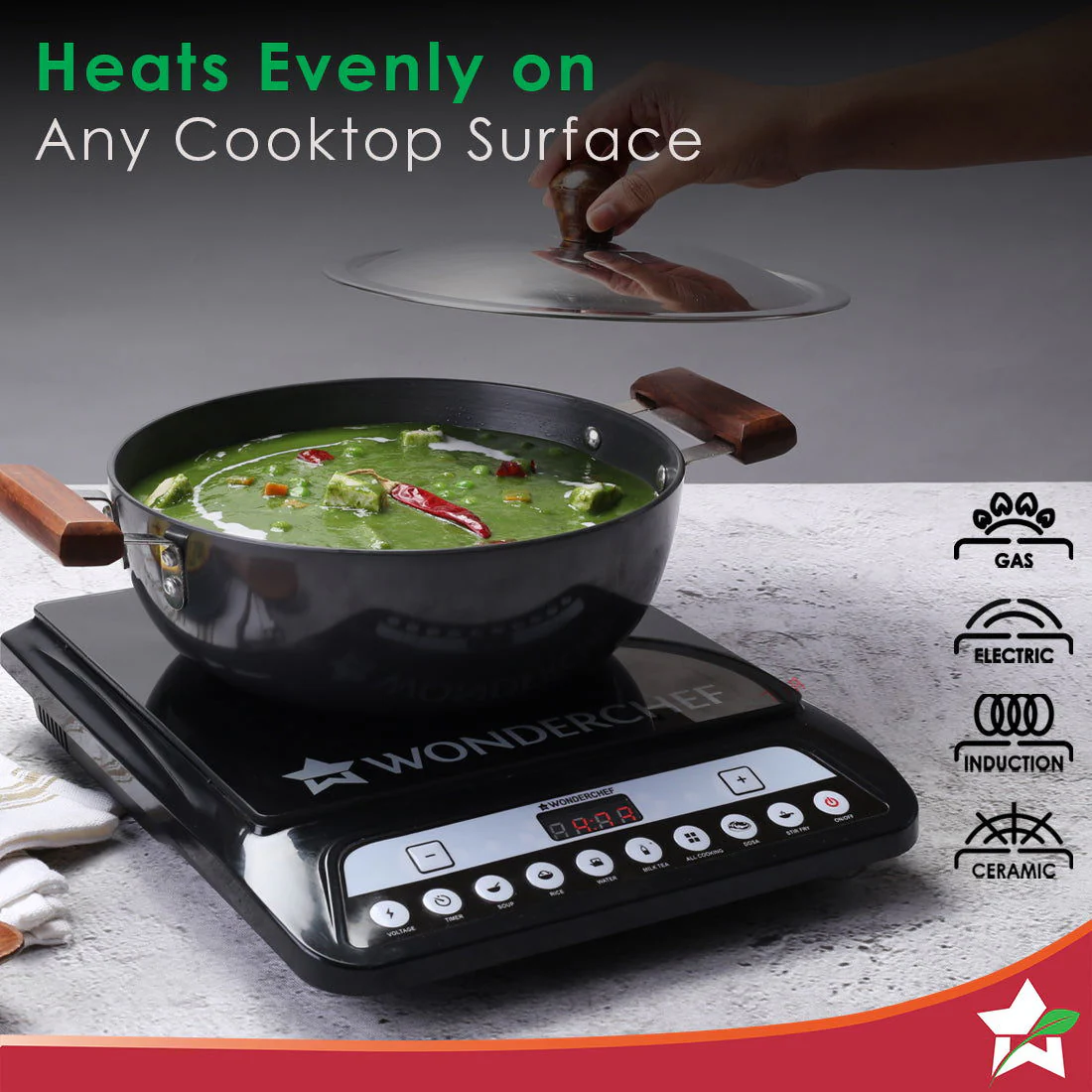 Ebony 24 cm Hard Anodized Deep Kadhai/Kadai with Lid - 3 Litre | Ideal for Sauteeing veggies, Dal and Curries | Black - Image 3