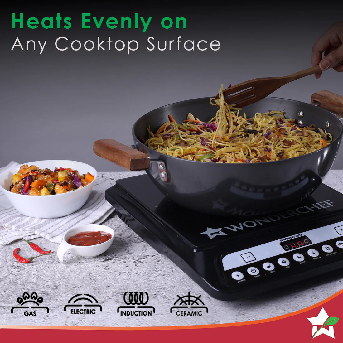 Ebony Hard Anodized 28 cm Wok with Lid | 4.5 Litre | Ideal for Biryani, Pulao| Black / Brown - Image 3