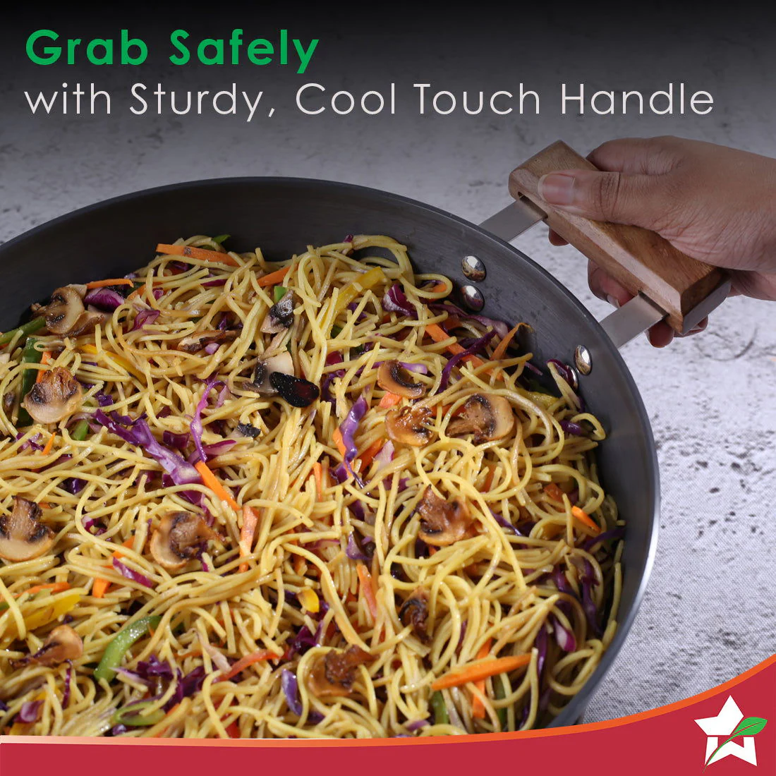 Ebony Hard Anodized 28 cm Wok with Lid | 4.5 Litre | Ideal for Biryani, Pulao| Black / Brown - Image 6