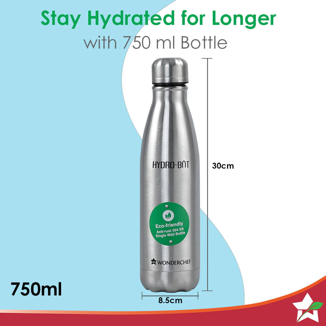 Stainless Steel Hydro Bot 750 ml | Gift Box Packing | Single wall | Non-insulated | 304 Stainless Steel | Non Toxic IBPA free | Rust Free | Light weight | For Home , Office and Travel | Spill and Leak proof | Wide Mouth | Easy to Clean | 2 Years Warranty - Image 7