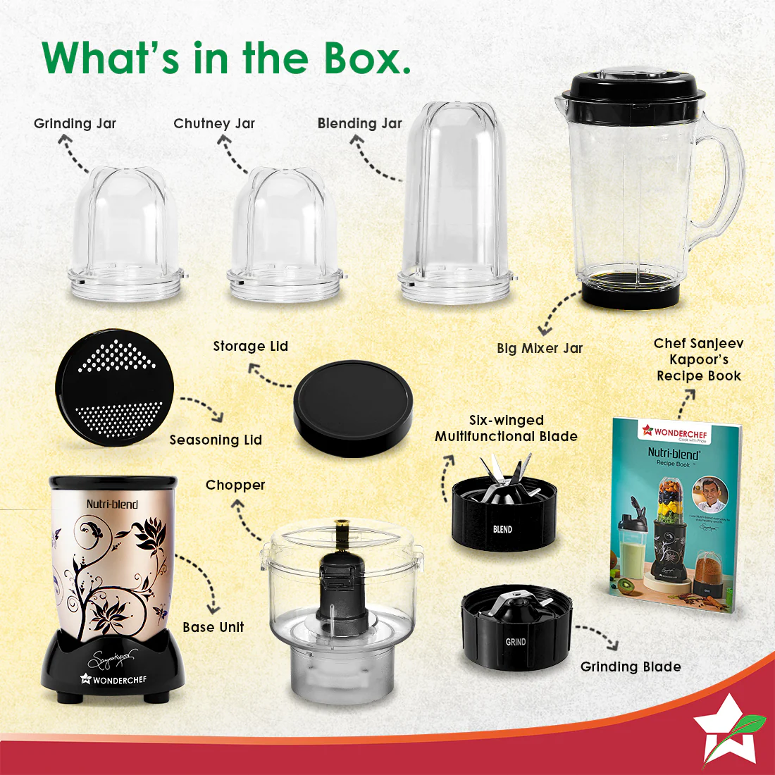 Nutri-blend Juicer, Mixer, Grinder, Smoothie Maker & Chopper | Complete Kitchen Machine | 22000 RPM Blender, Chopper, Juicer | 500W 100% Full Copper Motor | SS Blades | 4 Unbreakable Jars | 2 Years Warranty | Recipe Book By Chef Sanjeev Kapoor | Champagne - Image 7