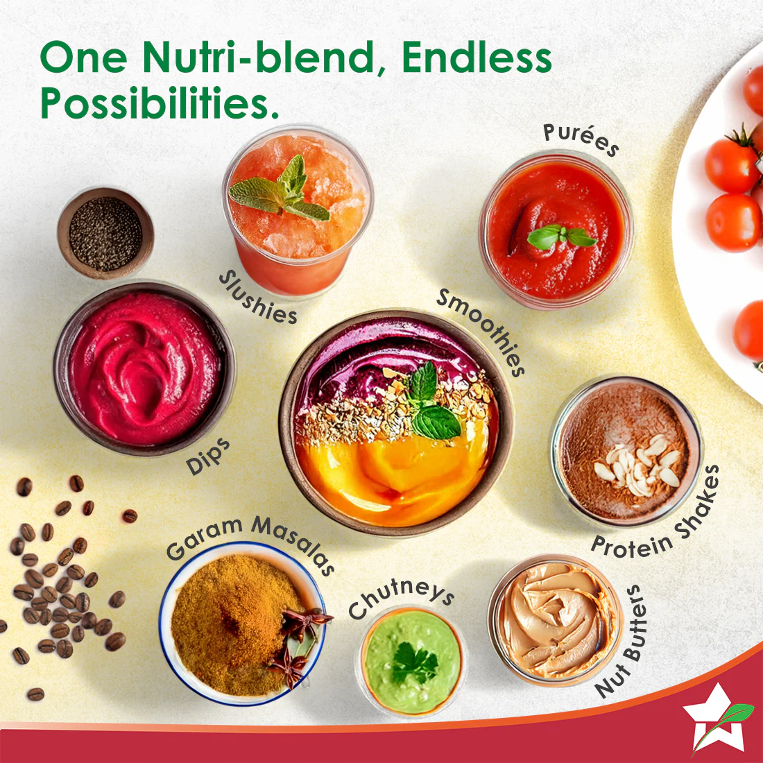 Nutri-blend 500W Mixer Grinder, 22000 RPM Motor, Smoothie Maker, Masala Grinder, Chutney Blender, 4 Unbreakable Jars, Recipe Book by Chef Sanjeev Kapoor, 2 Yr Warranty, Red - Image 6