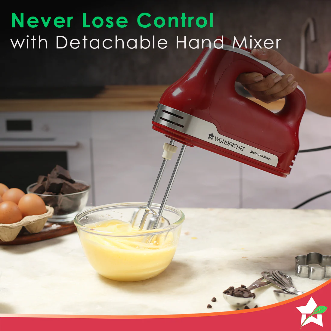 Wonderchef Renewed Crimson Revo Stand Mixer and Beater with 5 Speed Settings | 4.5L SS Bowl | 300 Watt Powerful Copper Motor | Mixing Beater, Dough Hook Attachments & Spatula | 1 Year Warranty - Image 3