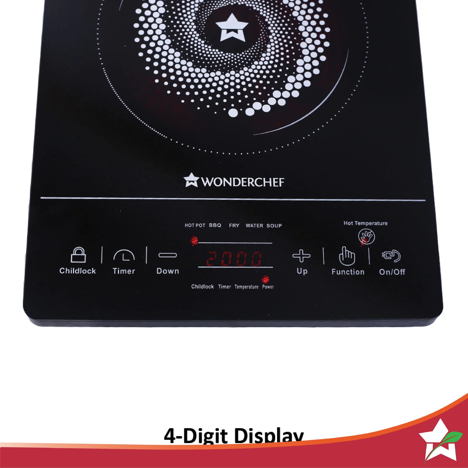 Wonderchef Renewed Easy Cook Hot Plate Infrared Cooktop with Feather Touch Control & Child Lock Feature | 2000 Watt Induction Cooktop | Crystal Glass Top Surface | LED Digital Panel | Smart Touch Buttons - Image 7