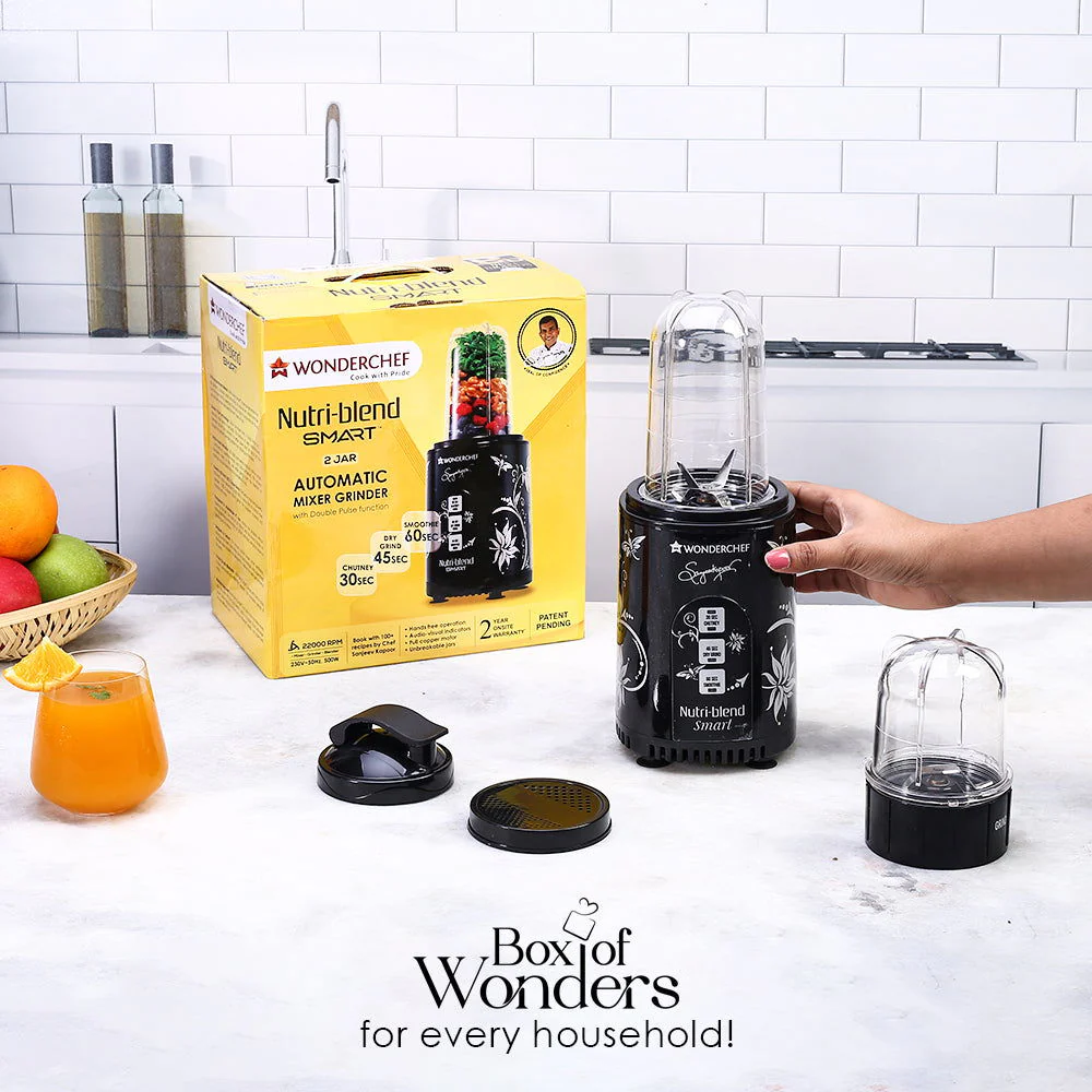 Wonderchef Renewed Nutri-blend SMART | Automatic Mixer Grinder with Dual Pulse Function | 22000 RPM | 100% Full Copper Motor | 2 Unbreakable Jars | 500 Watt | 1 Year Warranty - Image 11